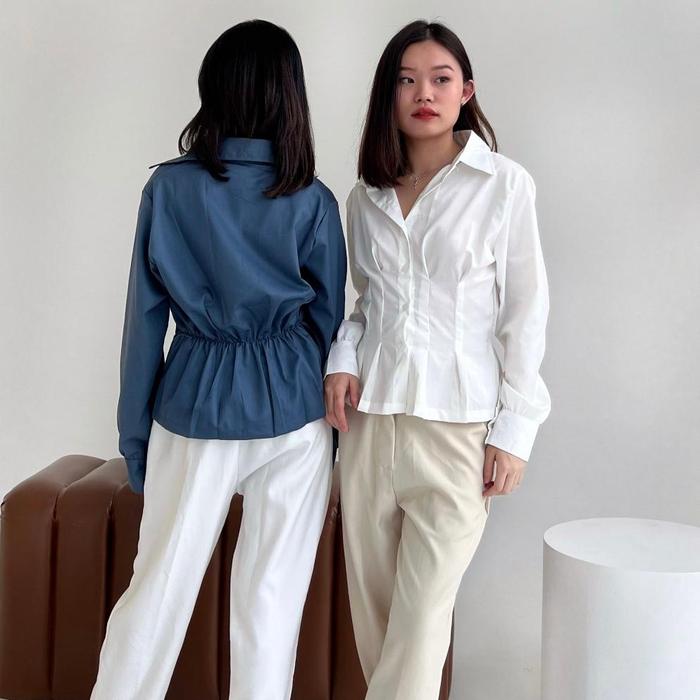 YOOWOL Iris Shirt / Kemeja Basic Korset Wanita Lengan Panjang Baju