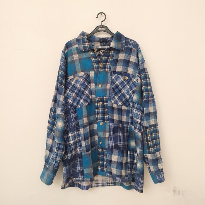 A.T.C Flannel Shirt Blue Patchwork Veterano (Kemeja lengan panjang)