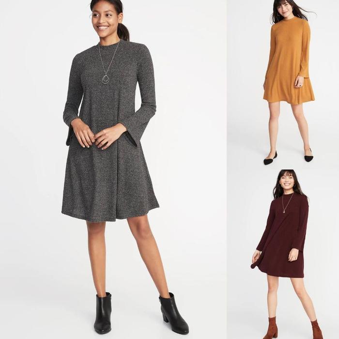 OLD NAVY Mock-Neck Rib-Knit Swing Dress - 4176