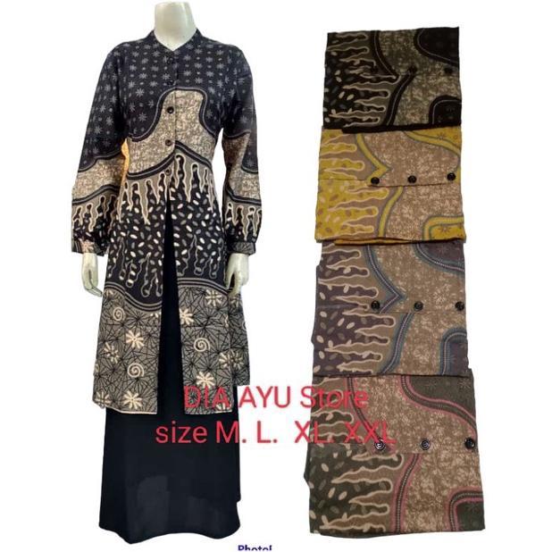 Gamis Kaftan Batik Doby Jet Black 2In1 Brand Lidya Terlaris