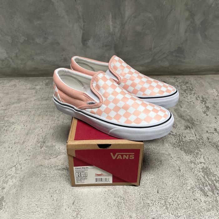 Vans Slip On Chekerboard Rosette Original - Vans Slip On Pink