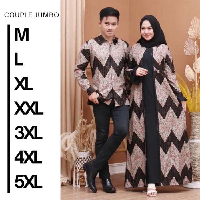 Jumbo Couple Batik Sarimbit Gamis 3L 4L 5L 6L