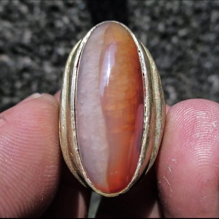 ASLI BATU AKIK PANDAN MERAH PUTIH 2,8cm RG.49 Ring.7/8