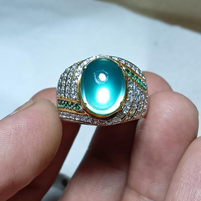 batu cincin akik bacan doko blue relaxa giwang kristal