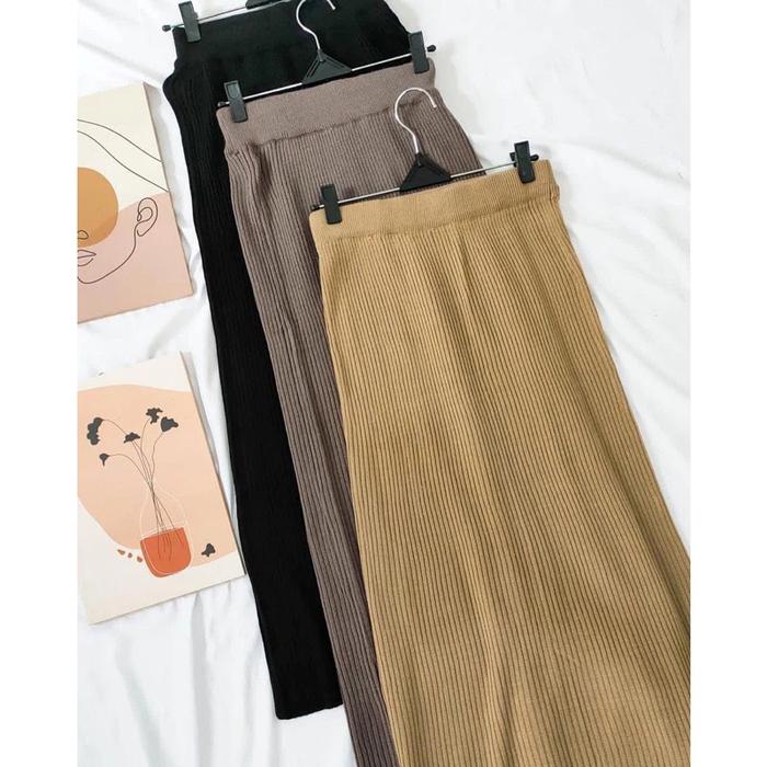 Rok Rajut Span Premium / Rok Span Rajut Tebal / Rok Panjang