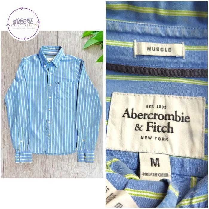 Kemeja Stripe Casual Second Branded Abercrombie New York M - L p1