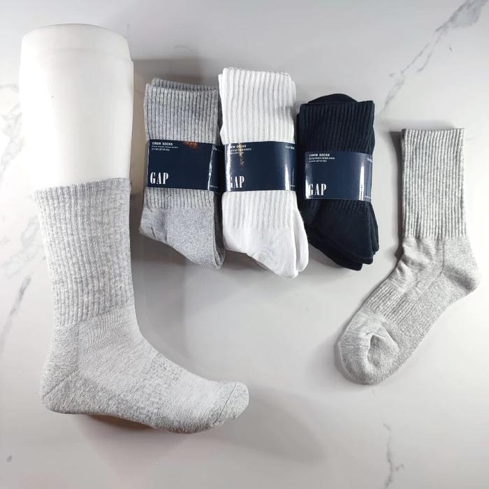 Kaos Kaki GAP Men's Panjang 3-Pack Mid Crew Socks Perpasang / 3 Pasang