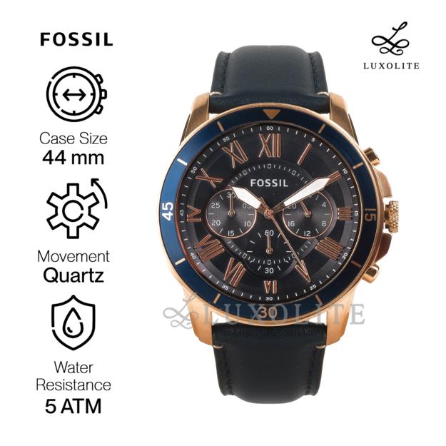 Jam Tangan Pria Fossil Grant Chronograph Navy Leather FS5237