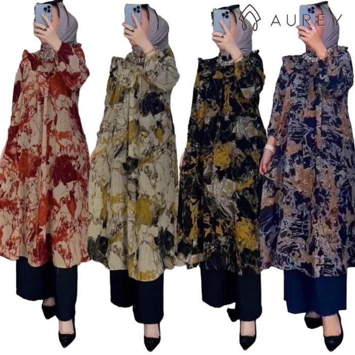 setelan long tunik wanita nadira set long tunik setelan kulot wanita