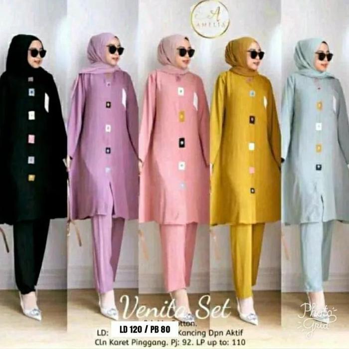 Setelan Crinkle Air fllo set venita/ Setelan Wanita Busui