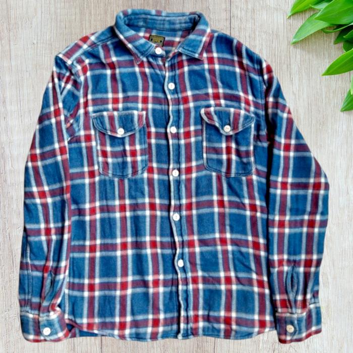 Kemeja Flannel Workshirt Casual Second Branded Edwin Authenthic M p1