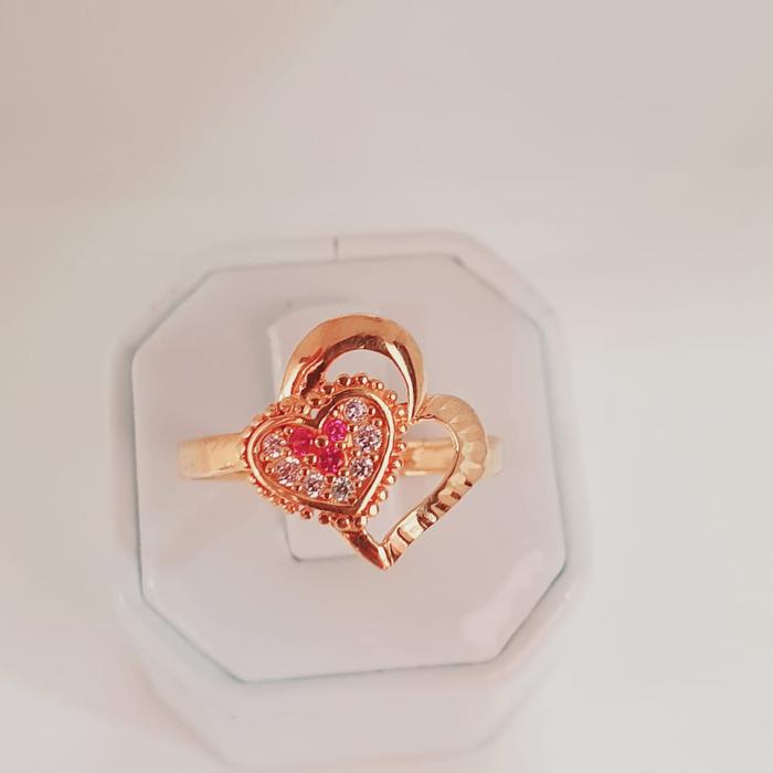 cincin emas asli model love merah terbaru kadar 375 | gold