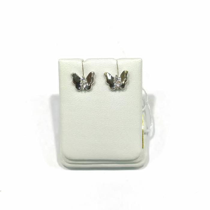 Anting Tusuk Kupu-Kupu Butterfly Emas Putih 750