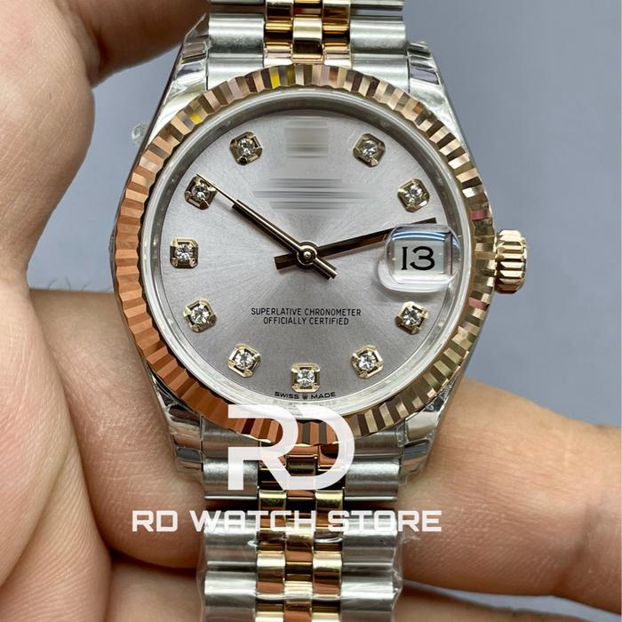 JAM TANGAN MEWAH MODEL RD01 31mm TWO TONE SILVER DIAL RG SS EWF