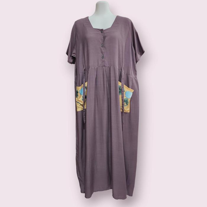 daster chibi long HAP 6L busui kancing kantong ld 116 pb 128 polos