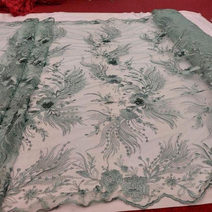 PROMO MURAH!!! Kain Tile Tulle brokat bunga timbul/ Tile 3d / Tile