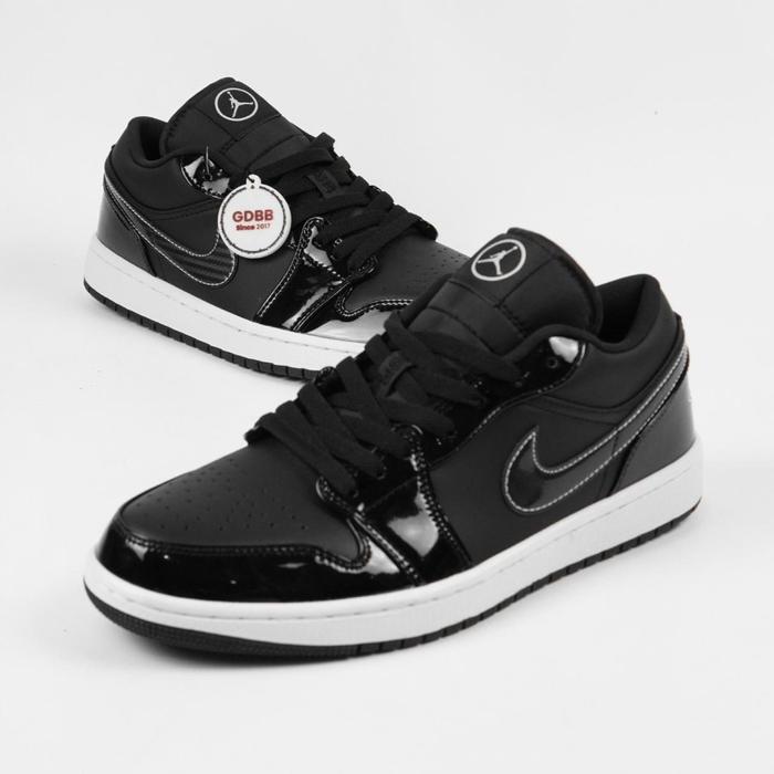 Sepatu Air Jordan 1 Low SE Patent Carbon Allstar All Star Black White Outdoor