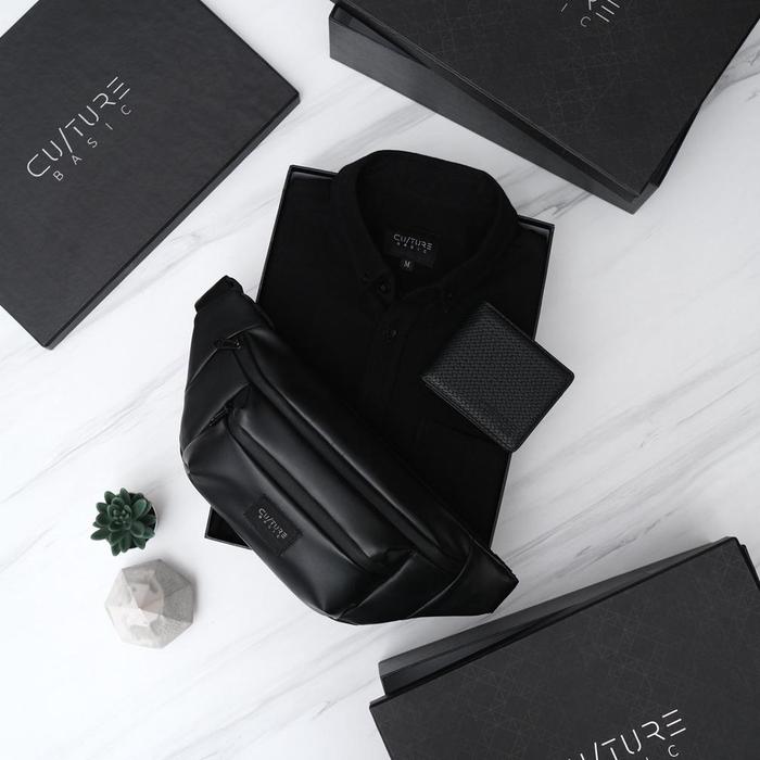 Terbaru Culture Basic Paket Box Kemeja Kemeja + Waistbag + Dompet