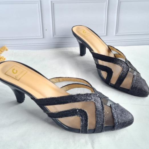 sepatu pesta wanita /  fantopel bapau mules agronema 7cm
