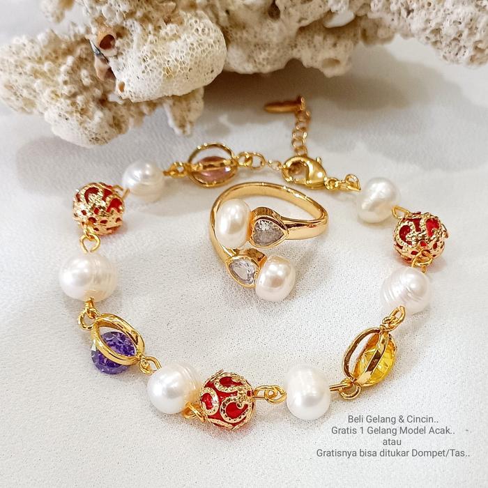 Gelang mutiara asli lombok|| set gelang dan cincin mutiara lombok