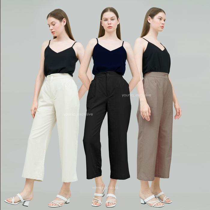 Celana Linen Highwaist Wanita | Loose Linen Pants