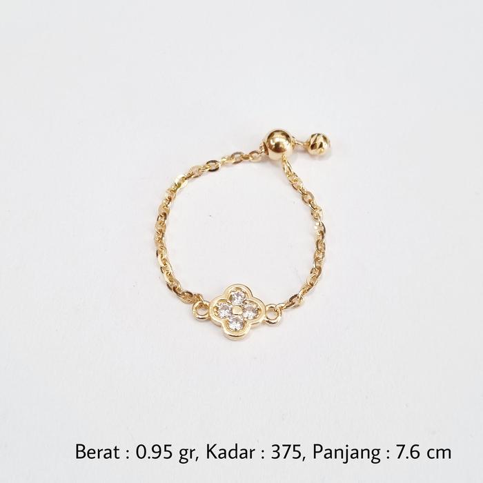 0.95 gr - Cincin Emas Serut Bunga 7.6 cm Kadar 375 (8K) - L6