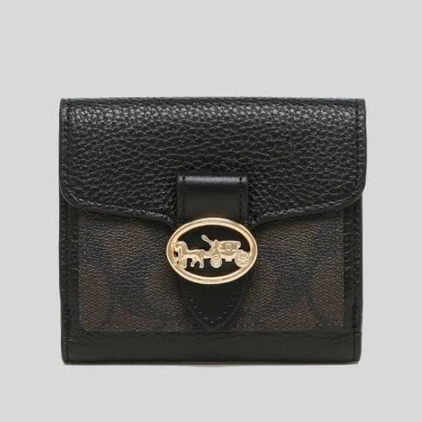 7250 Coach Georgie Signature Small Wallet Brown Black