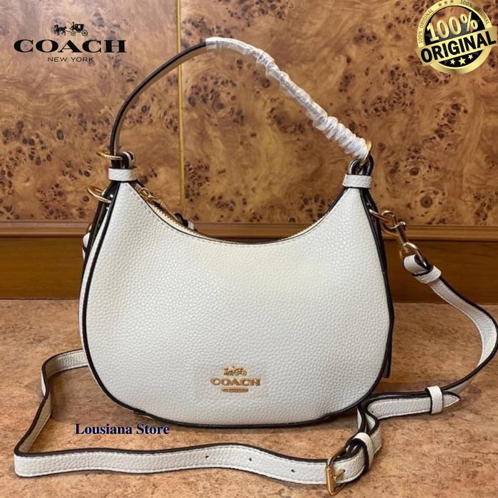 Tas Wanita Coach Kleo Hobo In Leather White Gold