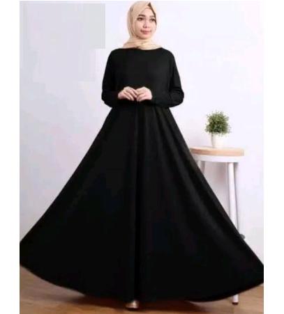 TERMURAH! Abaya Gamis Polos Tangan Karet Kerut Model Bawahan Lebar