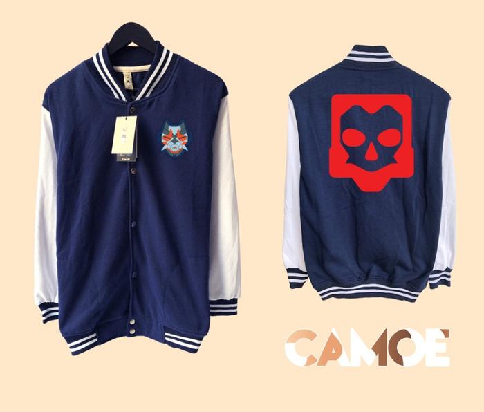 Jaket Baseball Varsity Gaming Valorant Yoru Oni Mask Red Logo