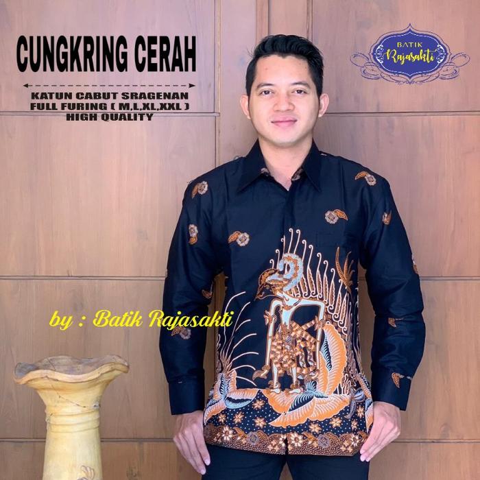 kemeja batik gareng cungkring lengan pannjang lapis furing premium
