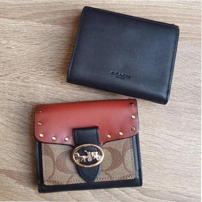 6791 Coach Signature Colorblock Georgie Small Wallet Khaki Teracotta