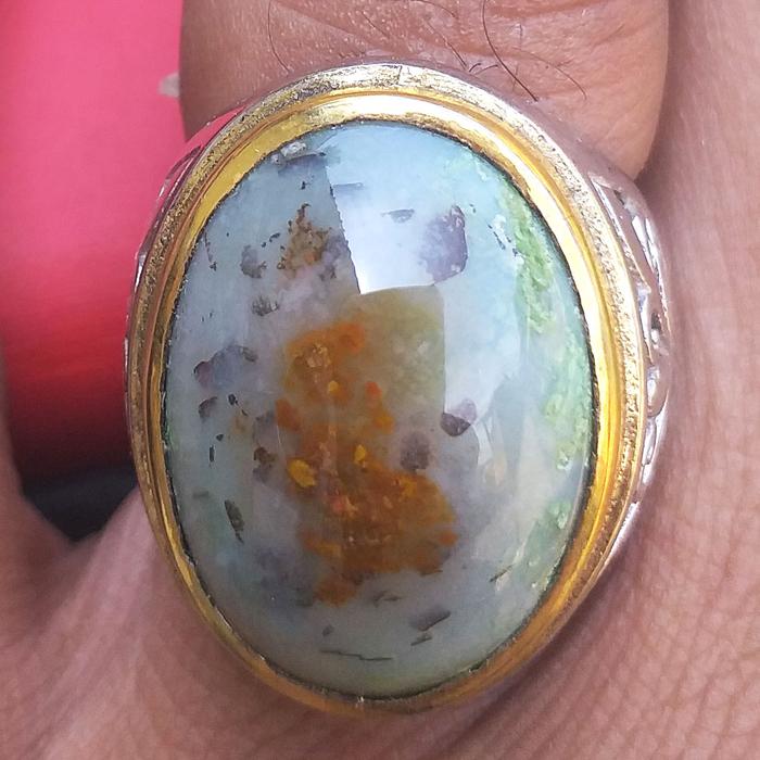 Batu Akik Garut Cikolak Hijau Muda Soft Kristal Karakter Corak Tengah