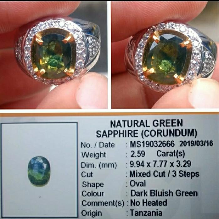 NO HEAT GREEN SAPPHIRE BATU NATURAL CINCIN PERMATA SAFIR HIJAU