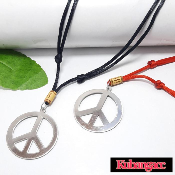 Kalung Tali Liontin Peace Baja Kalung Pria Wanita Kalung Tali Murah