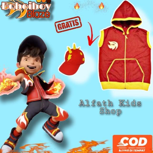 set rompi+topi kostum boboiboy api / kostum boboiboy api/boboboy/boboi