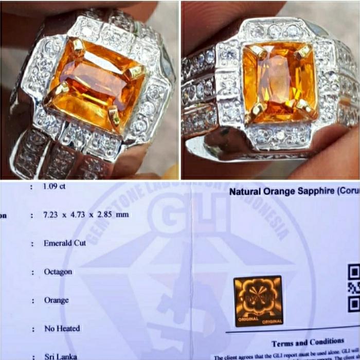 HQ No Heat Orange Safir Ceylon Sapphire Srilanka Batu Srilangka