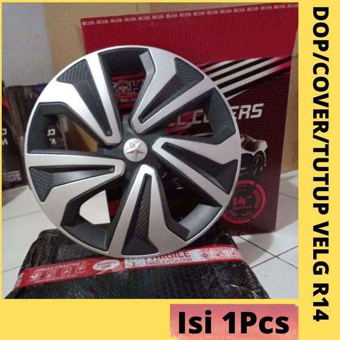 KVSH14-Wheel cover dop velg ring14 silver hitam isoka