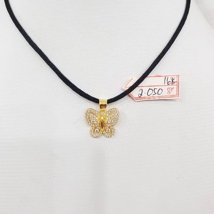 LT2080E322E liontin model buterfly full permata putih gold 2.050gr 16k