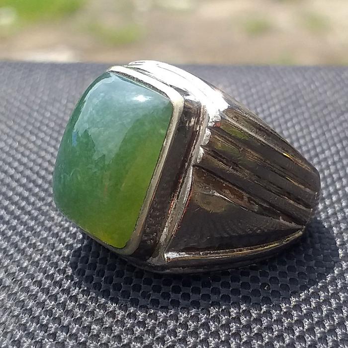 Batu Akik Hijau Garut Asli Sudah Kristal Style Kotak Dm-17 Ring Simple