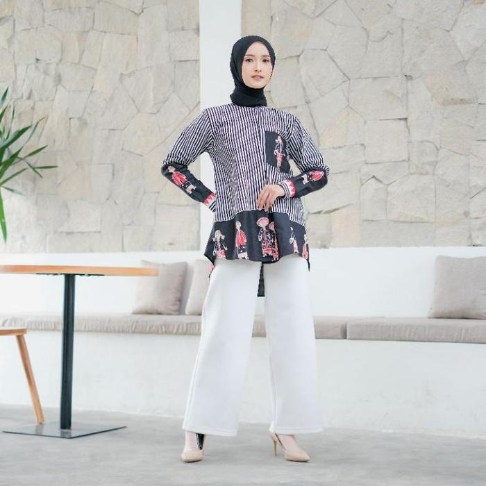Btk Nona Blus Batik Modern Lucu Motif Mbok Jamu Model Kekinian Murah