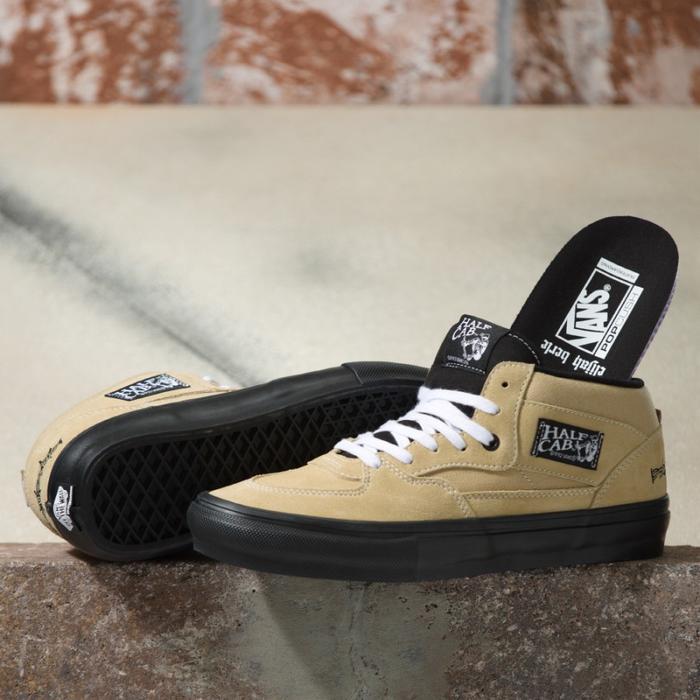 VANS BERLE ELIJAH SKATE HALF CAB KHAKI BLACK ORIGINAL RESMI