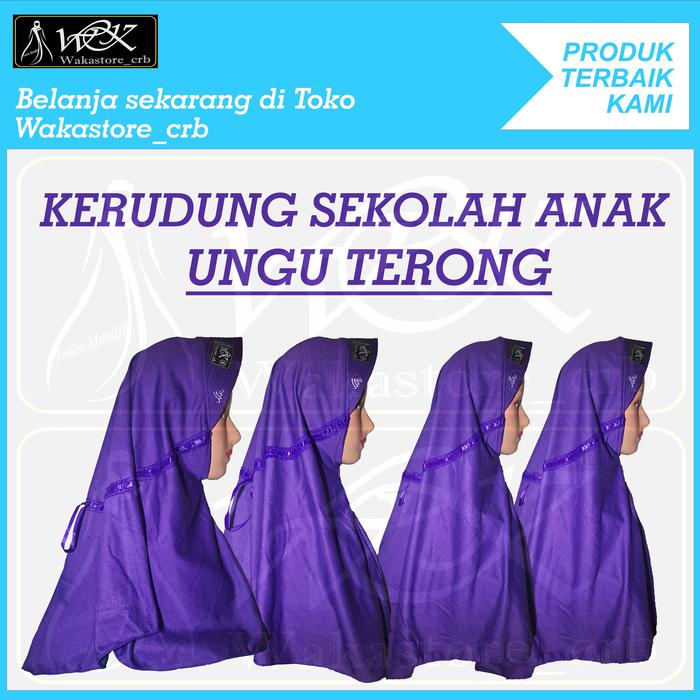 Kerudung Hijab Sekolah Anak Warna UNGU TERONG TK SD SMP SMA DEWASA