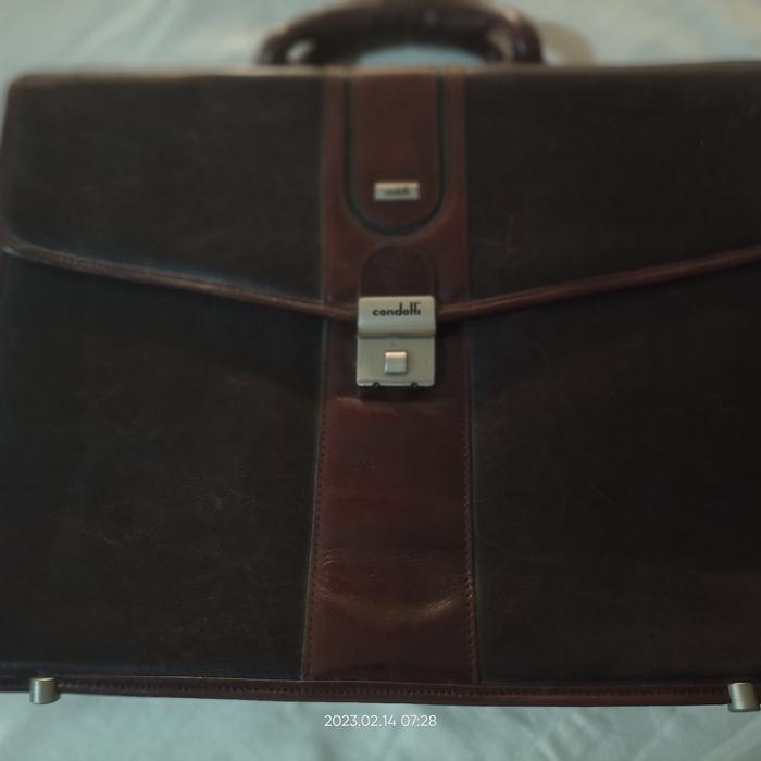 Tas Kantor Pria CONDOTTI - Ori - Preloved. Dark brown/coklat tua
