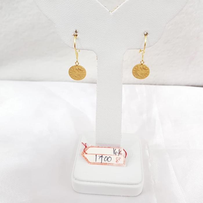 AT2498N231N anting model koin dinar emas kuning asli 1.700gr 16k