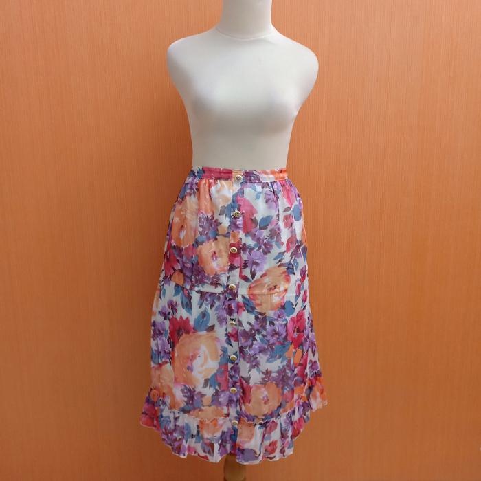 rok midi skirt wanita sifon bunga INGNI cewe M L XL cute remaja dewasa