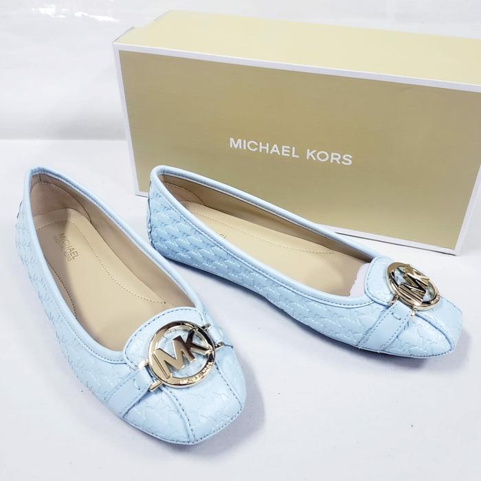 michael kors fulton moc mk emb faux leather micro vista blue