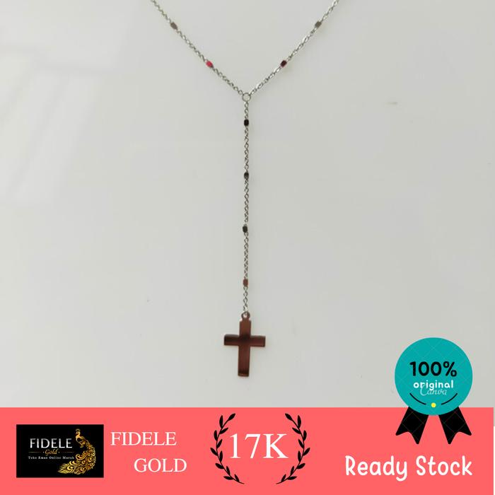 Kalung Salib Merica Emas Putih Fashion Yesus Kalung Emas 750