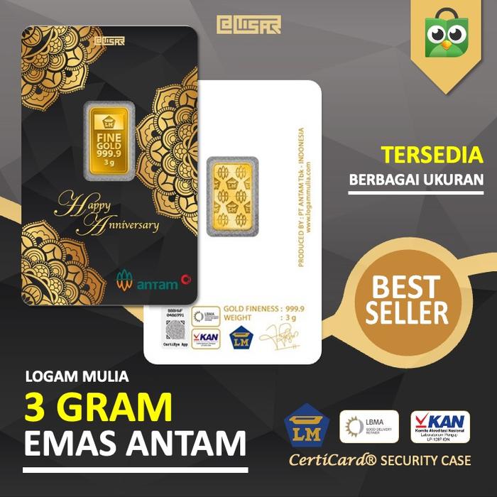 LM Logam Mulia Emas Antam 3 gram gr Kado Gift Anniversary Pasangan
