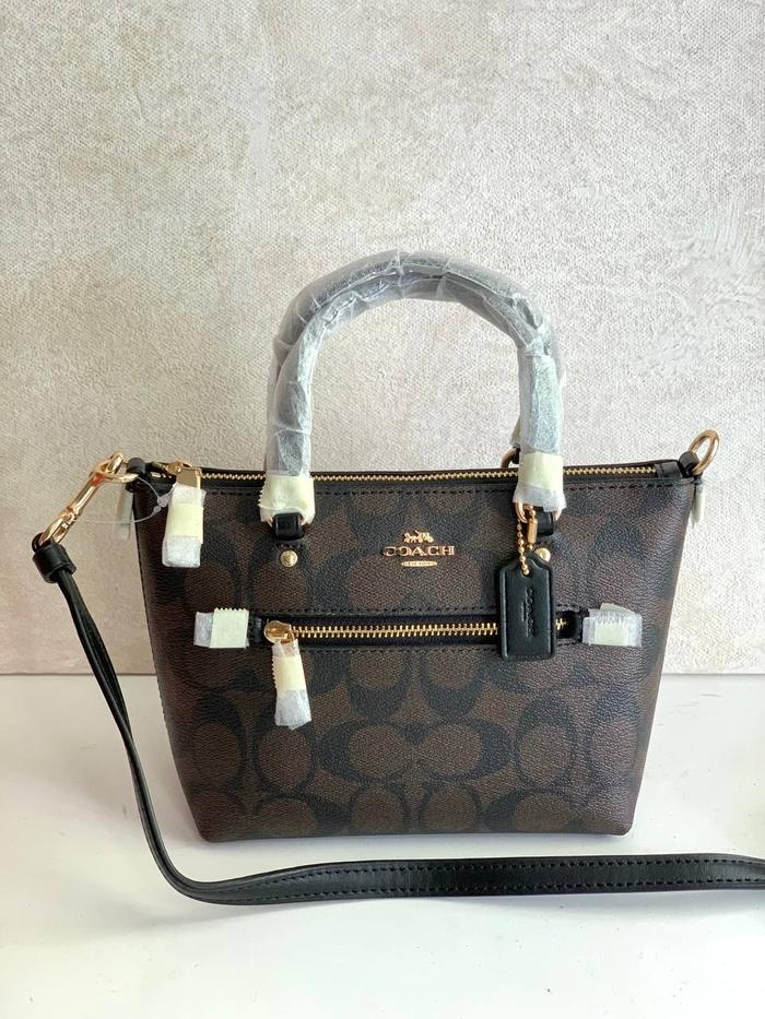 Coach mini Gallery crossbody bag signature brown / black
